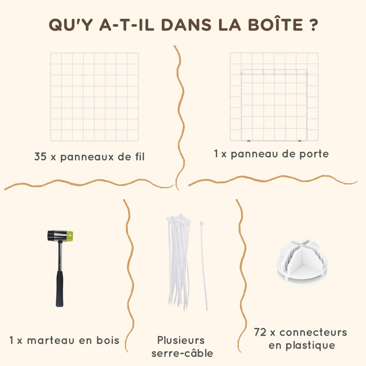 PAWHUT Cage parc enclos pour animaux domestiques L 146 x l 73 x H 73 cm modulable 2 niveaux 36 panneaux bords arrondis fil métallique blanc