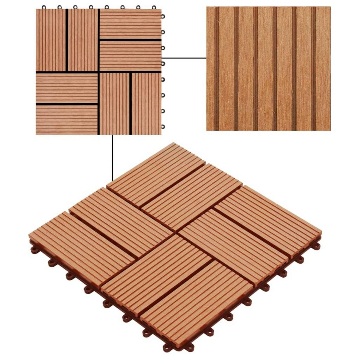 VIDAXL Carreaux de terrasse 22 pcs 30 x 30 cm 2 m^2 WPC Teck