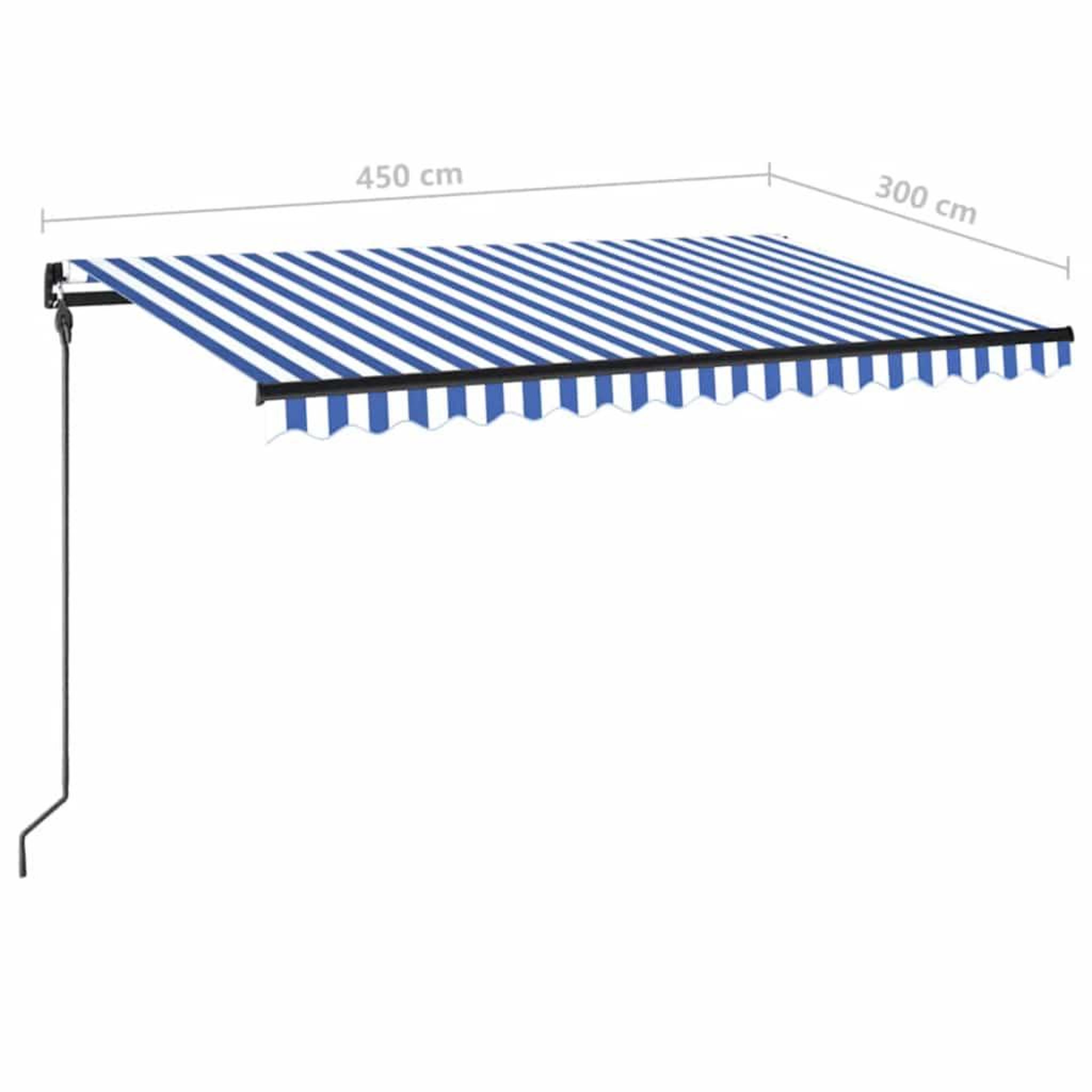 Voir la diapositive 6 : VIDAXL Auvent manuel retractable avec LED 450x300 cm Bleu et blanc
