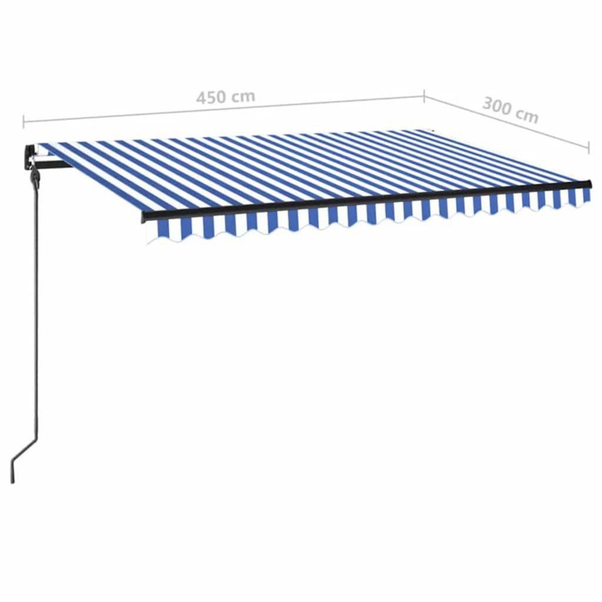 VIDAXL Auvent manuel retractable avec LED 450x300 cm Bleu et blanc