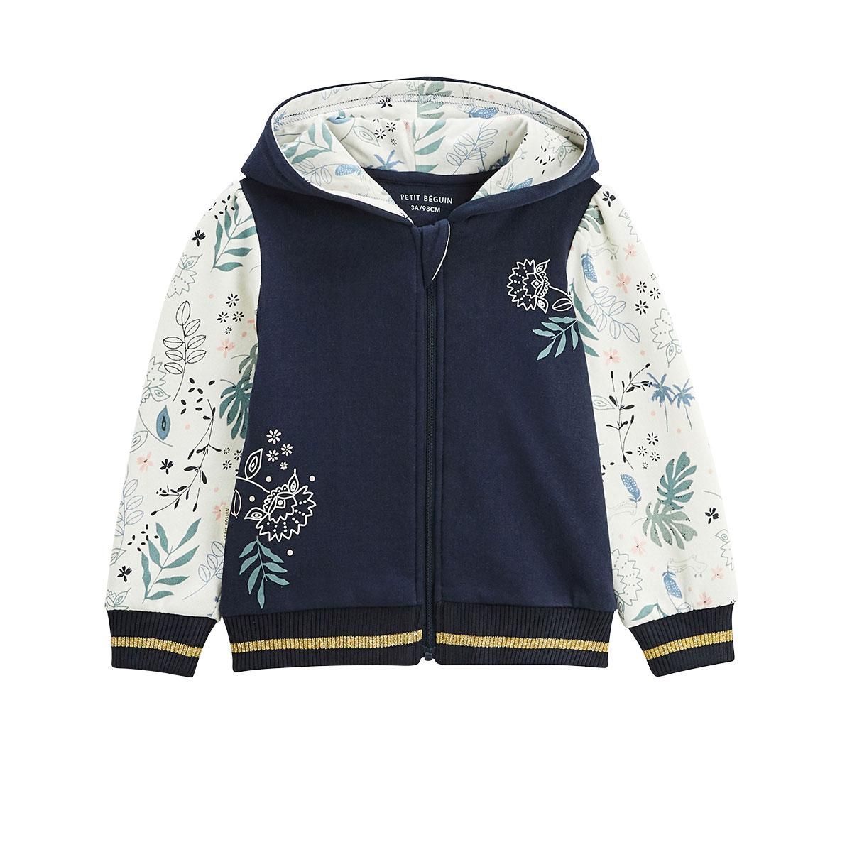 Petit Béguin Sweat à capuche zippé bébé en molleton Belle de Nuit