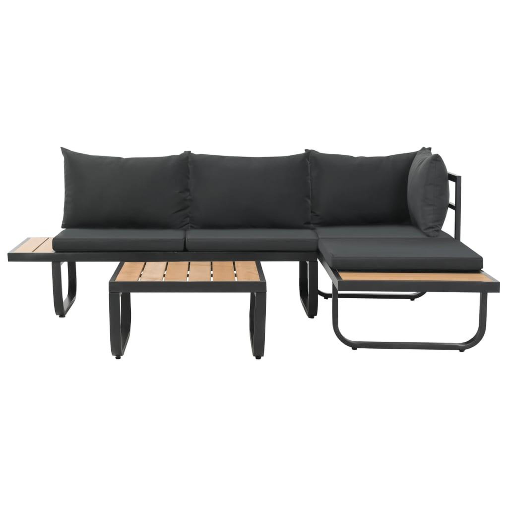 Voir la diapositive 2 : VIDAXL Canape d'angle de jardin a 2 places avec coussins Aluminium WPC