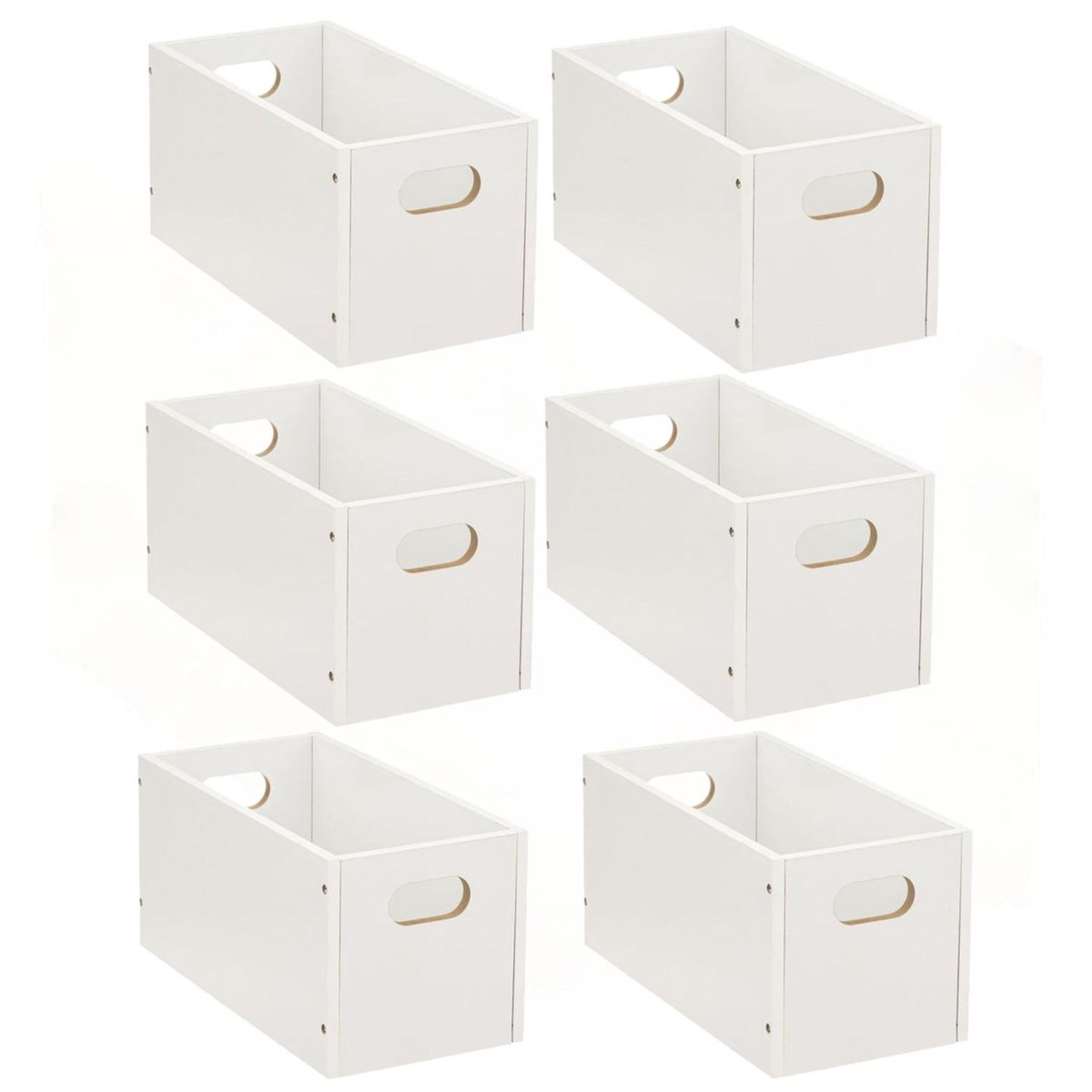 TOILINUX Lot de 6 Boîtes de rangement rectangulaire en MDF