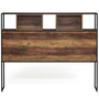 Voir la diapositive 3 : ID MARKET Tête de lit sur pied HAWKINS 145 cm bois foncé design industriel