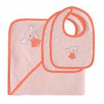 Sensei Maison Ensemble bébé cape de bain + 2 bavoirs MOUSE TITINE. Coloris disponibles : Rose