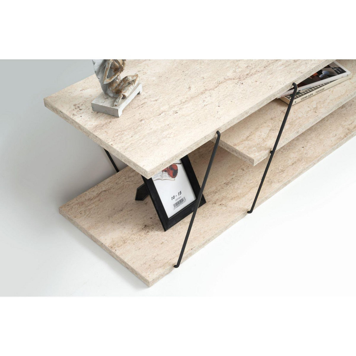 TOILINUX Meuble TV effet travertin CANAZ - Beige