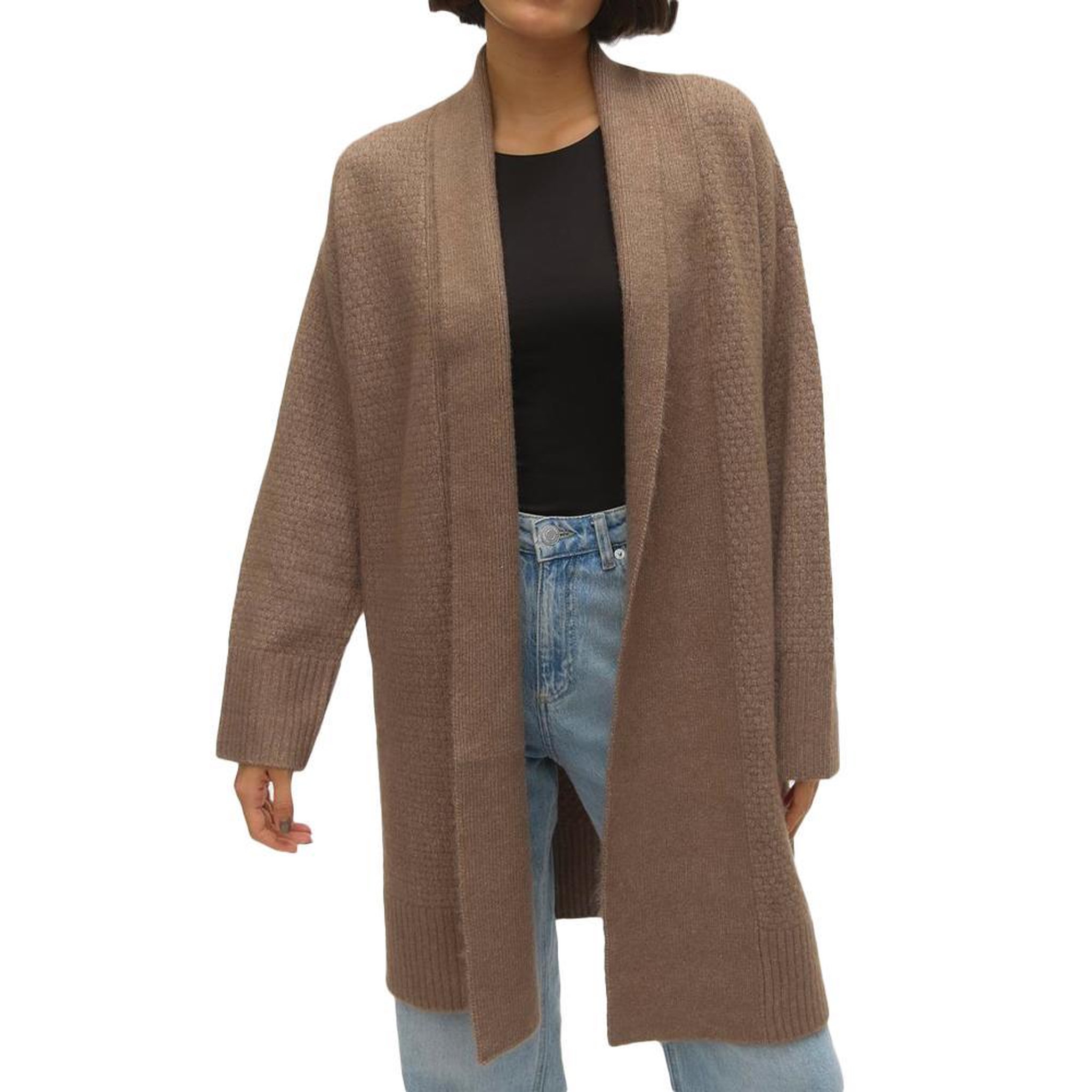 Vero Moda Gilet Long  Femme Vero Moda Heidi. Coloris disponibles : Marron
