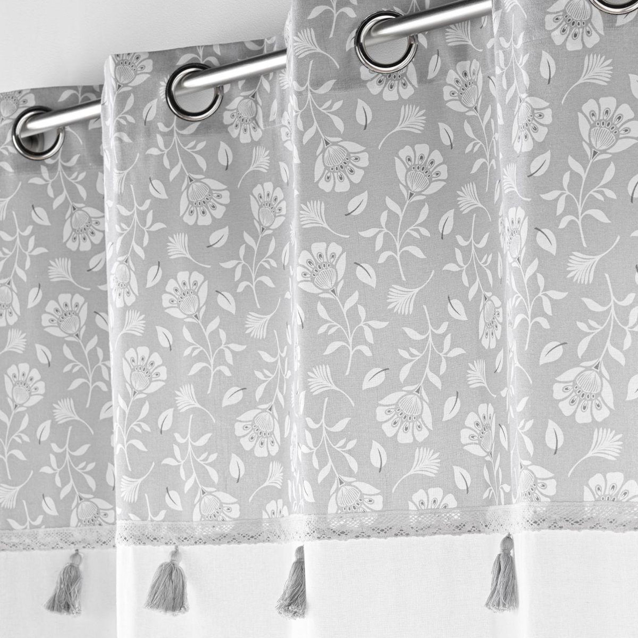 Voir la diapositive 3 : Douceur d'Intérieur Rideau à œillets imprimé  flavie  140x240cm gris