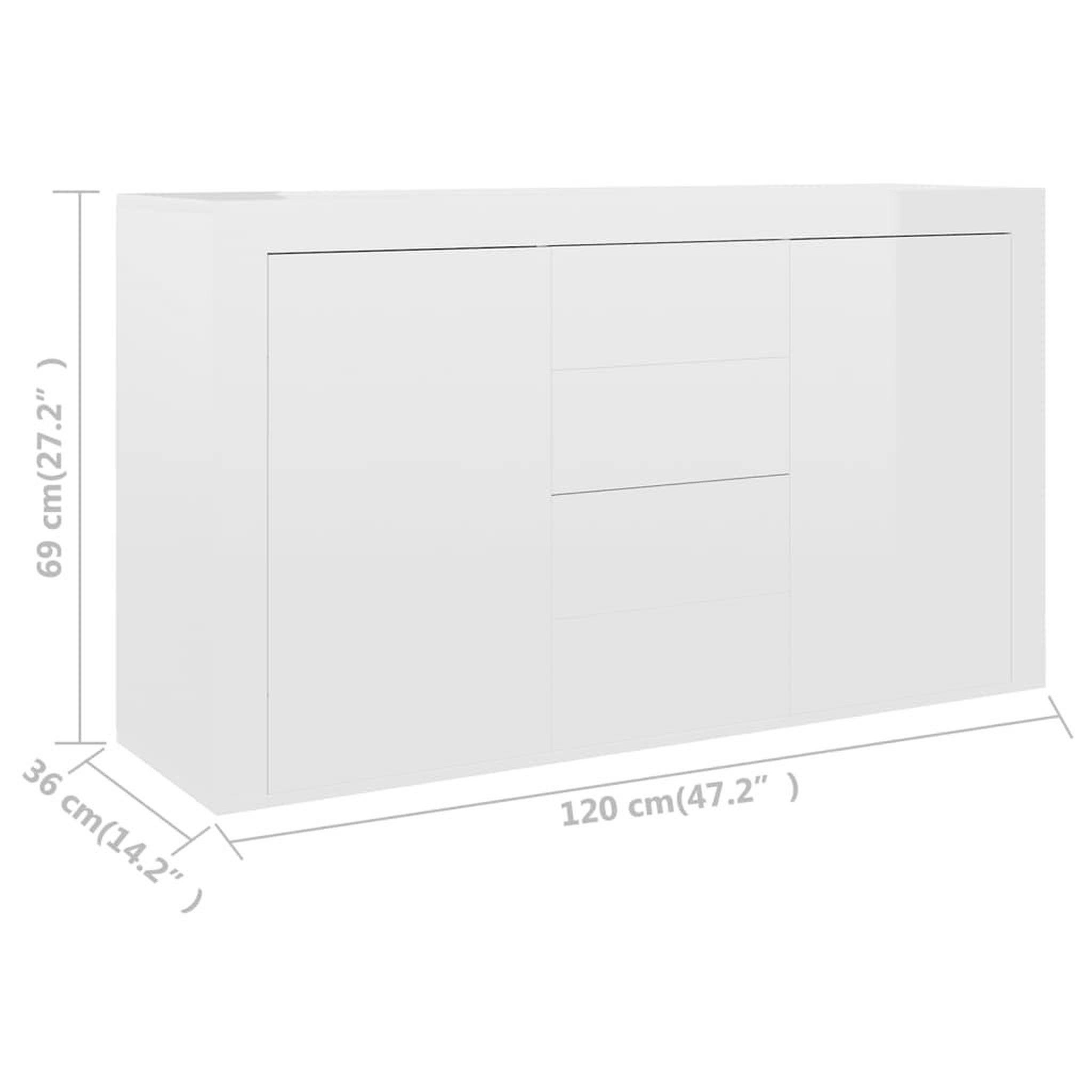 Voir la diapositive 6 : VIDAXL Buffet Blanc brillant 120x36x69 cm Bois d'ingenierie