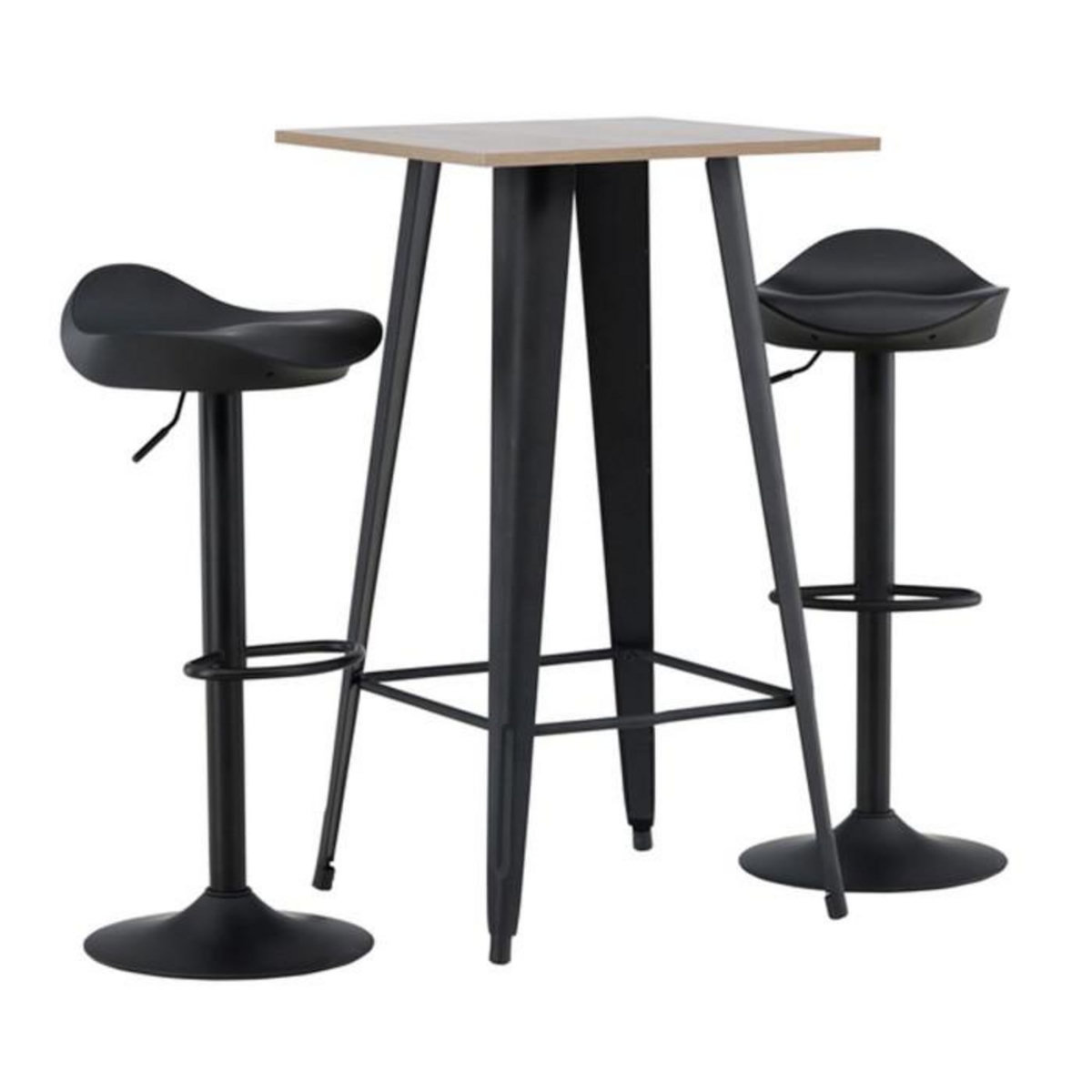Paris Prix Ensemble Table de Bar & 2 Tabourets  Tempe & Adesto  105cm Noyer & Noir