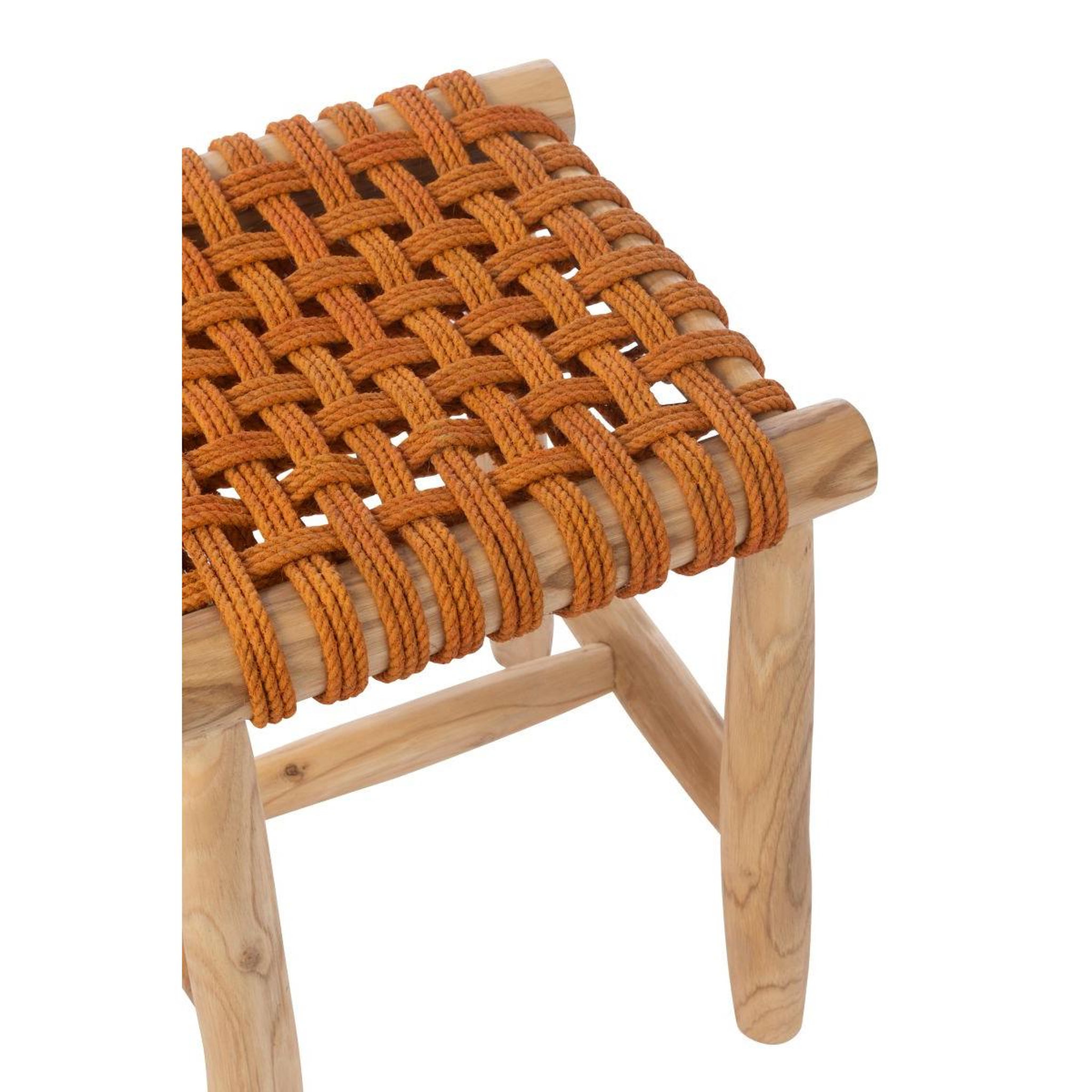 Voir la diapositive 4 : J-LINE Tabouret en teck  erin  45cm orange