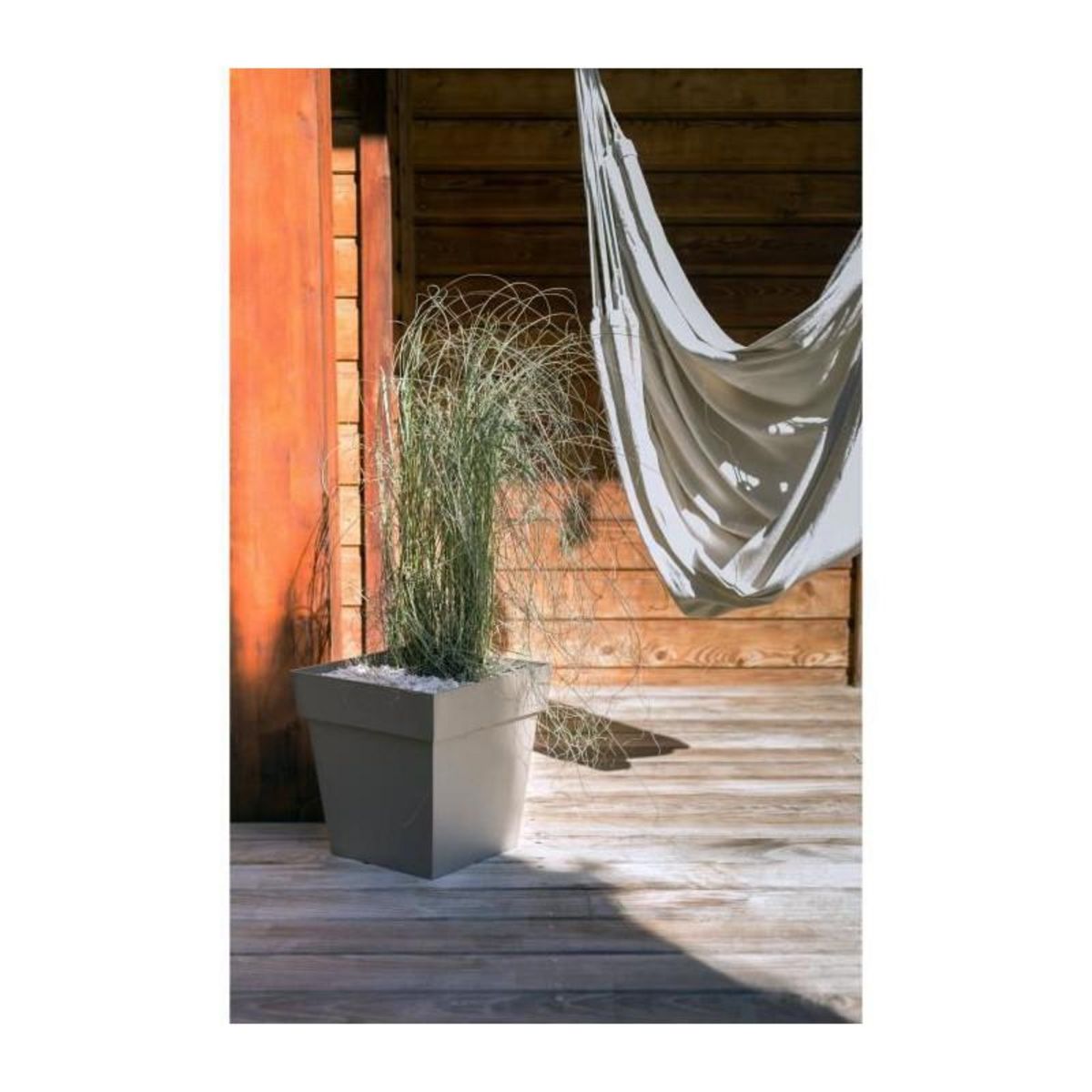 Eda Pot de fleur carré Toscane 49,5 x H.52,5 cm - Taupe - Eda