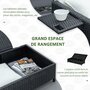 Voir la diapositive 6 : OUTSUNNY Ensemble de jardin 2 places : canapé dossier inclinable tablettes coffre matelas et coussins intégrées + repose-pieds résine tressée 4 fils noire polyester crème