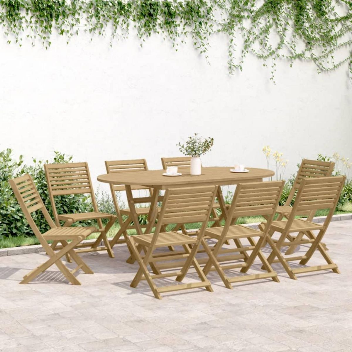 VIDAXL Ensemble a manger de jardin 9 pcs bois d'acacia solide