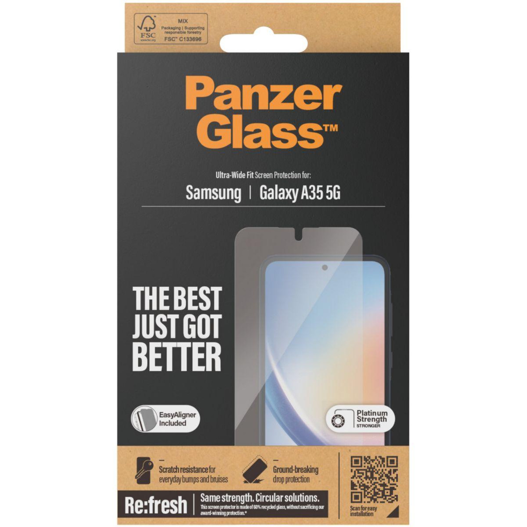 Voir la diapositive 3 : PANZERGLASS Protège écran Samsung A35 Ultra-Wide Fit