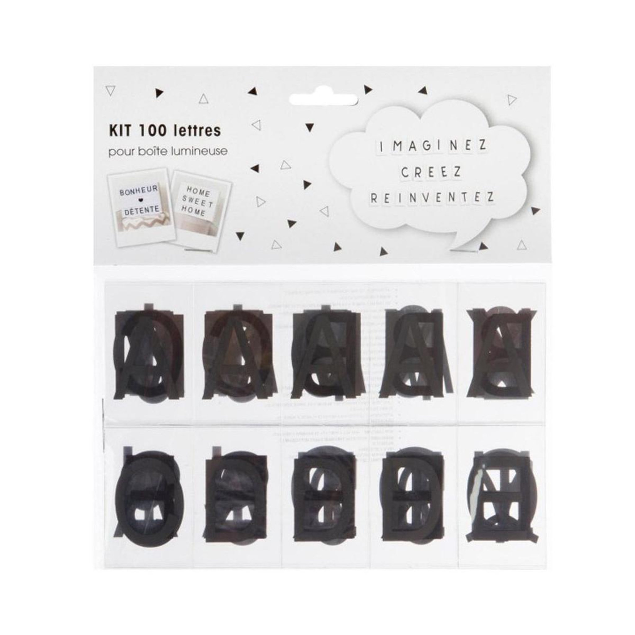 ATMOSPHERA Lot de 100 lettres pour boîte lumineuse 6cm noir