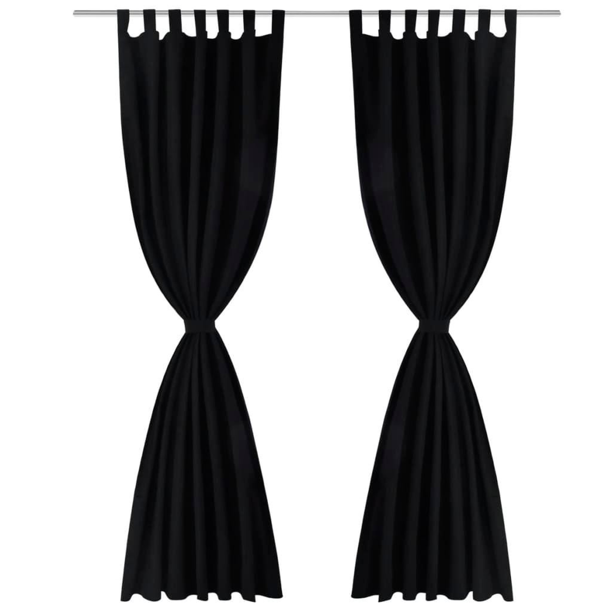 Voir la diapositive 2 : VIDAXL 2 pcs Rideau a Passant Micro Satin Noir 140 x 175 cm