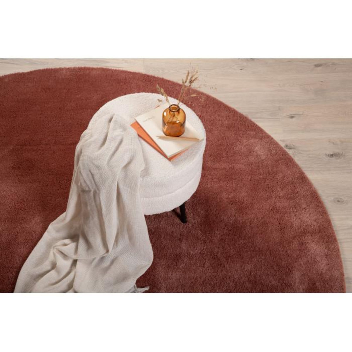 Paris Prix Tapis Déco Rond  Undra  200cm Rose Poudré