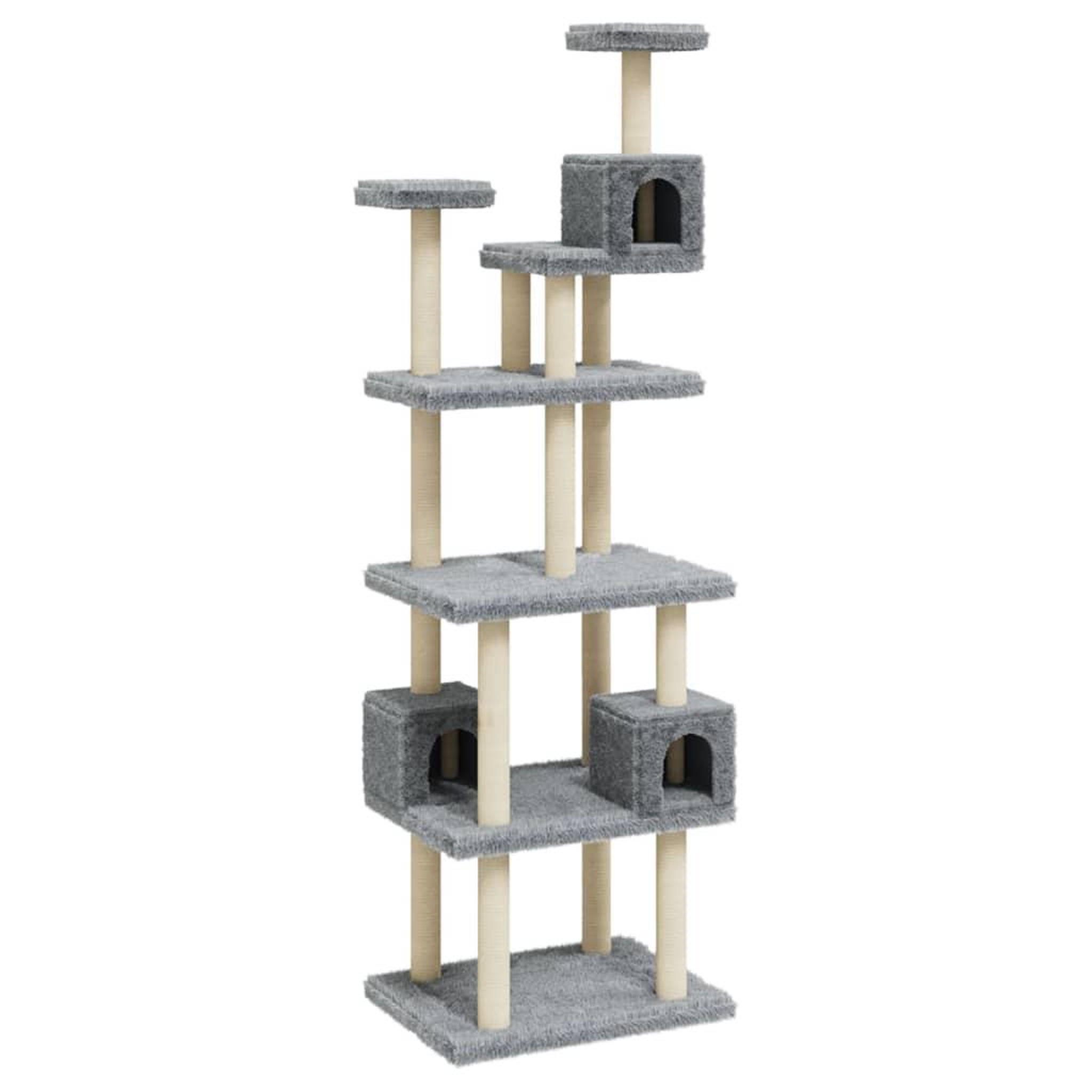 Voir la diapositive 2 : VIDAXL Arbre a chat avec griffoirs en sisal Gris clair 188 cm