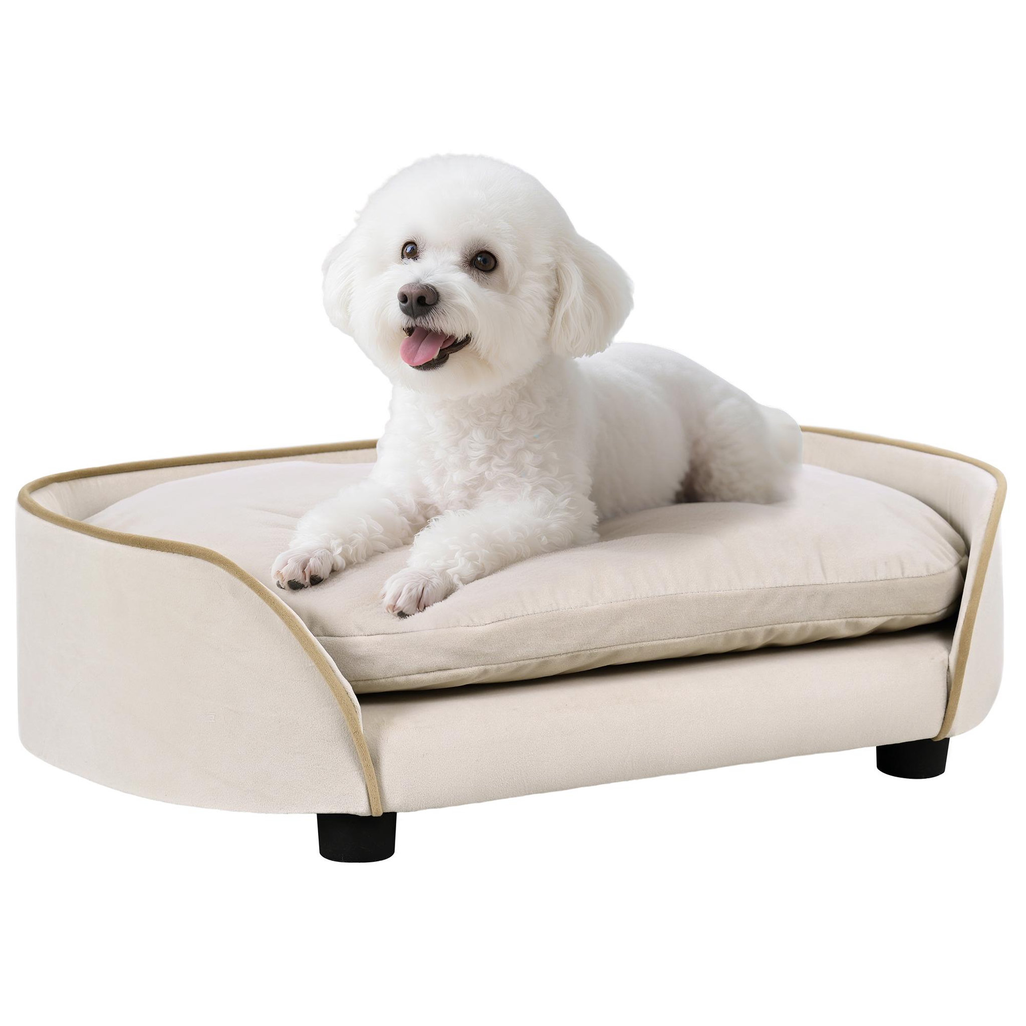 Voir la diapositive 1 : PAWHUT Canapé pour chien coussin amovible déhoussable velours beige