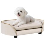 PAWHUT Canapé pour chien, canapé pour animal de compagnie avec coussin amovible et housse lavable, en velours, 66 x 43 x 19,5 cm, beige