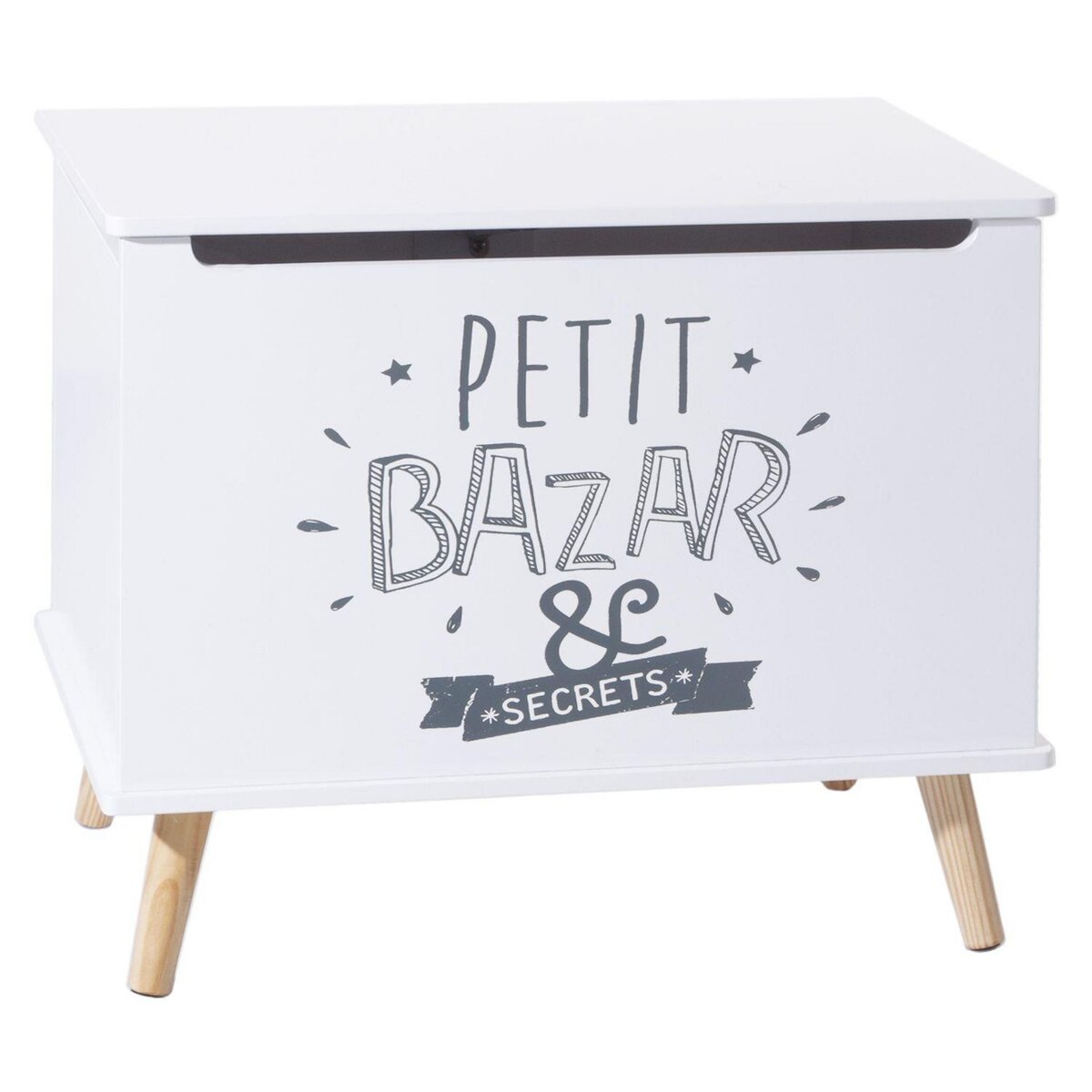 Atmosphera Kids Coffre de rangement enfant Petit Bazar - L. 58 x H. 38 cm - Blanc