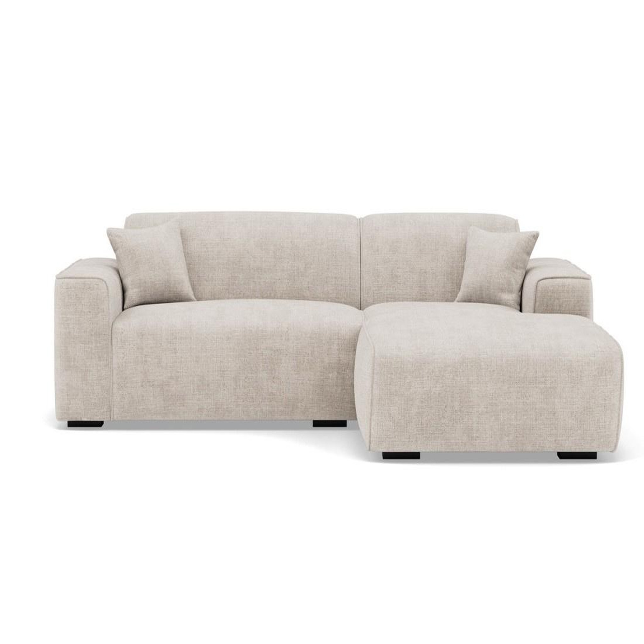 BEST MOBILIER Lison - canapé d'angle droit 4 places en velours texturé. Coloris disponibles : Beige, Orange, Vert