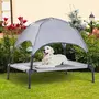 PAWHUT Lit pour chien chat sur pieds lit de camp lit surélevé rafraîchissant velum anti-UV Oxford micro-perforé parasol et sac de transport inclus dim. 61L x 46l x 61H cm gris noir