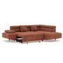 Voir la diapositive 3 : BEST MOBILIER Margaux - canapé d'angle droit 5 places convertible avec coffre et têtières réglables en velours texturé