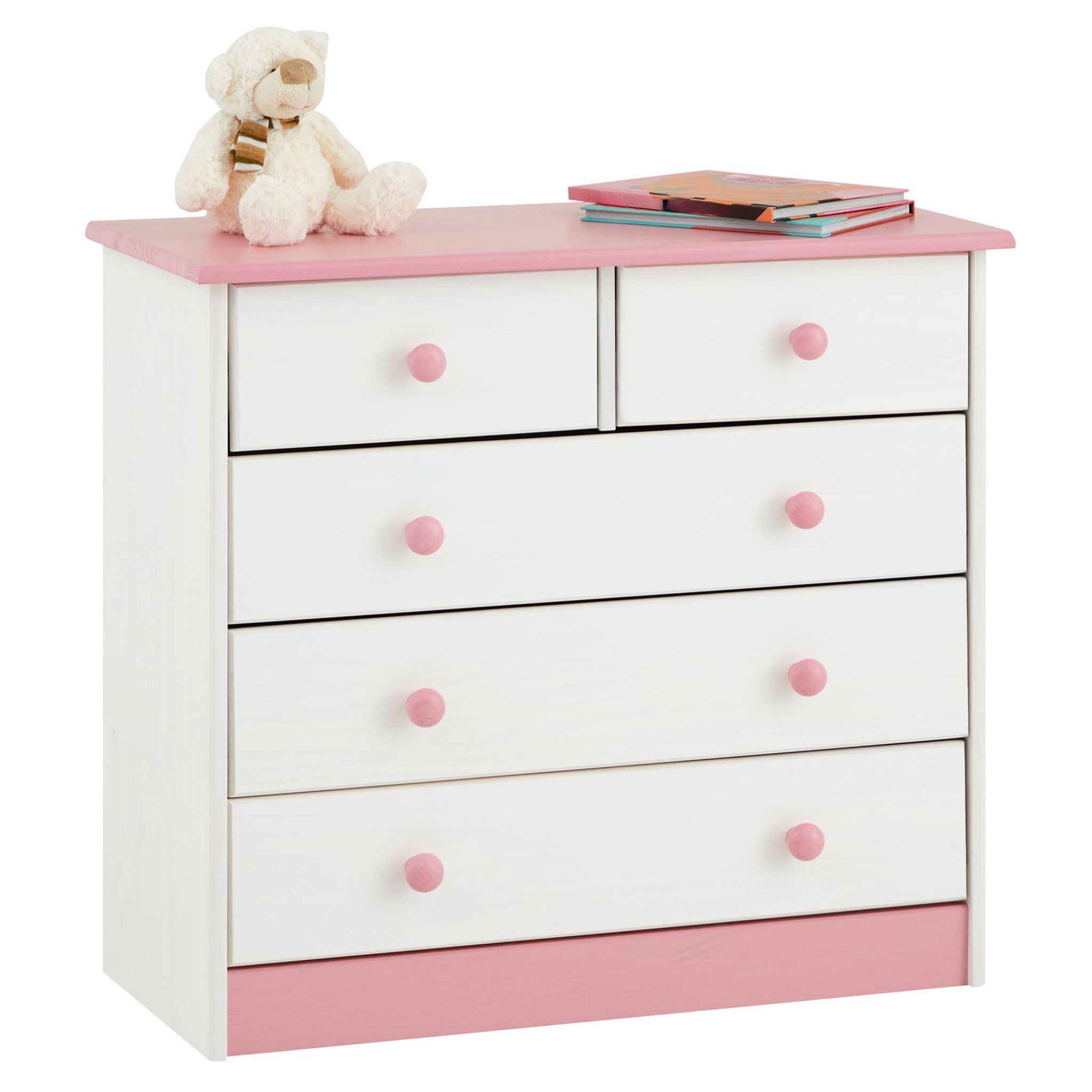 Voir la diapositive 1 : IDIMEX Commode en pin RONDO, 2+3 tiroirs