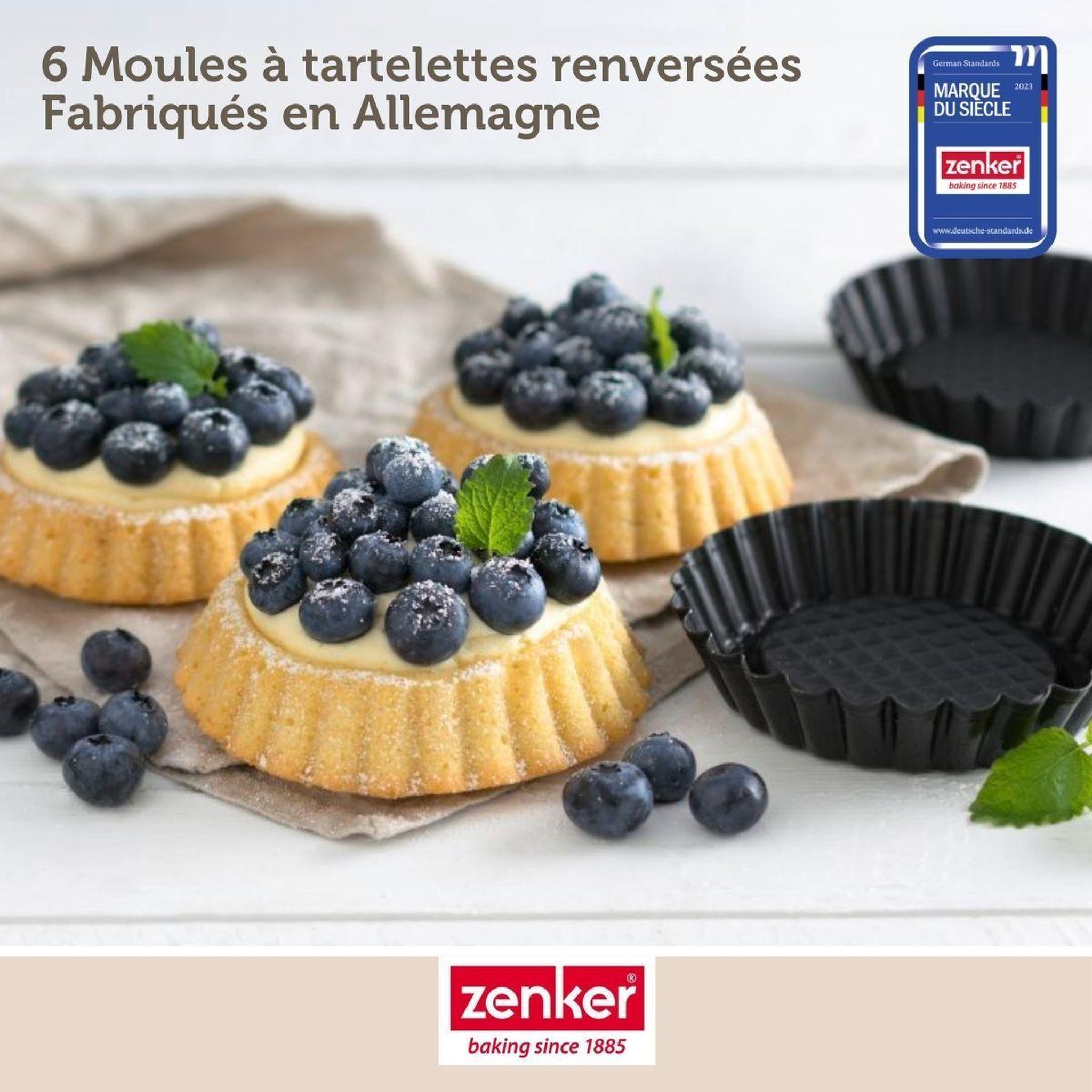 Voir la diapositive 2 : ZENKER Set de 9 ustensiles de pâtisserie 6 moules à gâteaux 2 bols et 1 spatule black mettallic black mettallic zenker  black mettallic