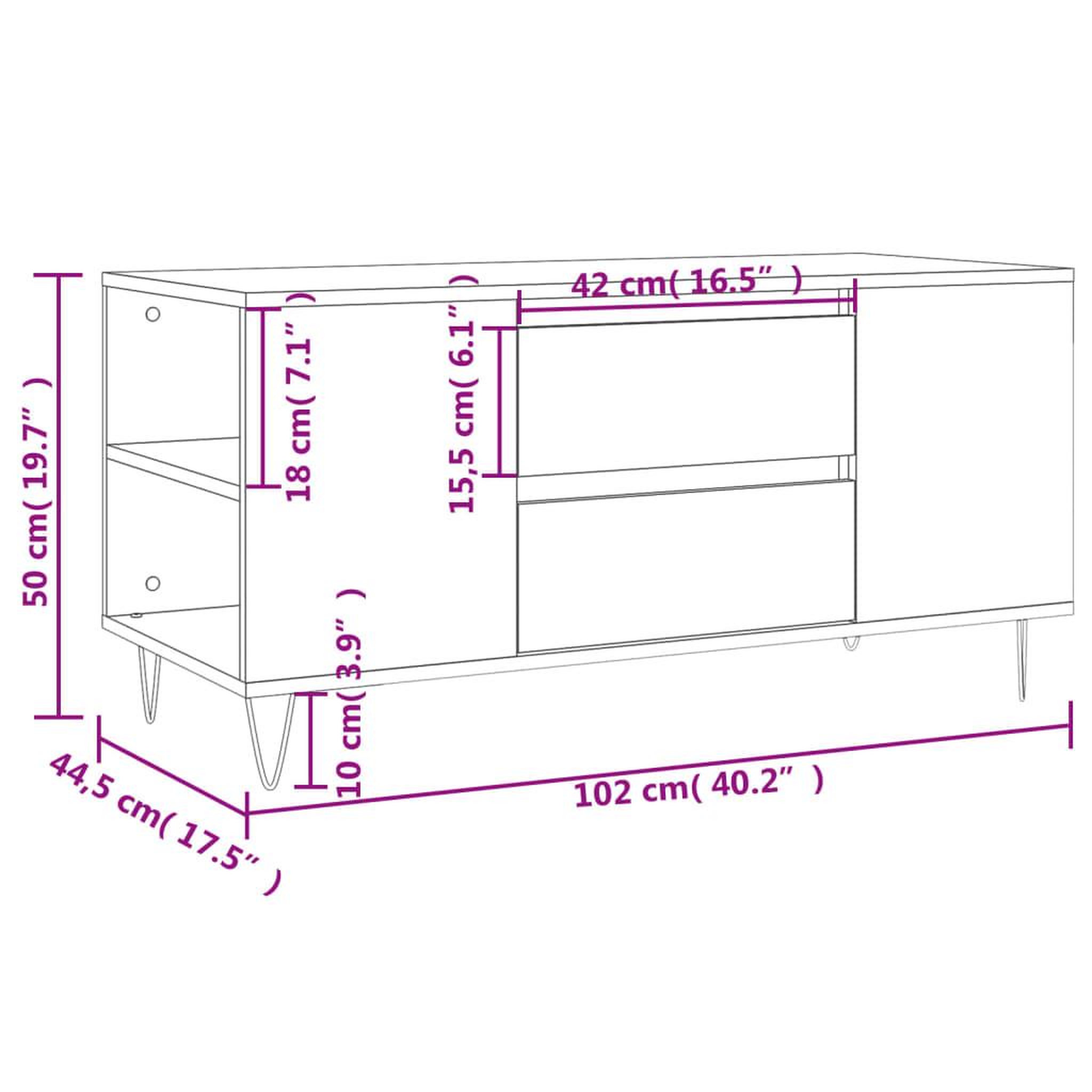 Voir la diapositive 6 : VIDAXL Table basse gris beton 102x44,5x50 cm bois d'ingenierie