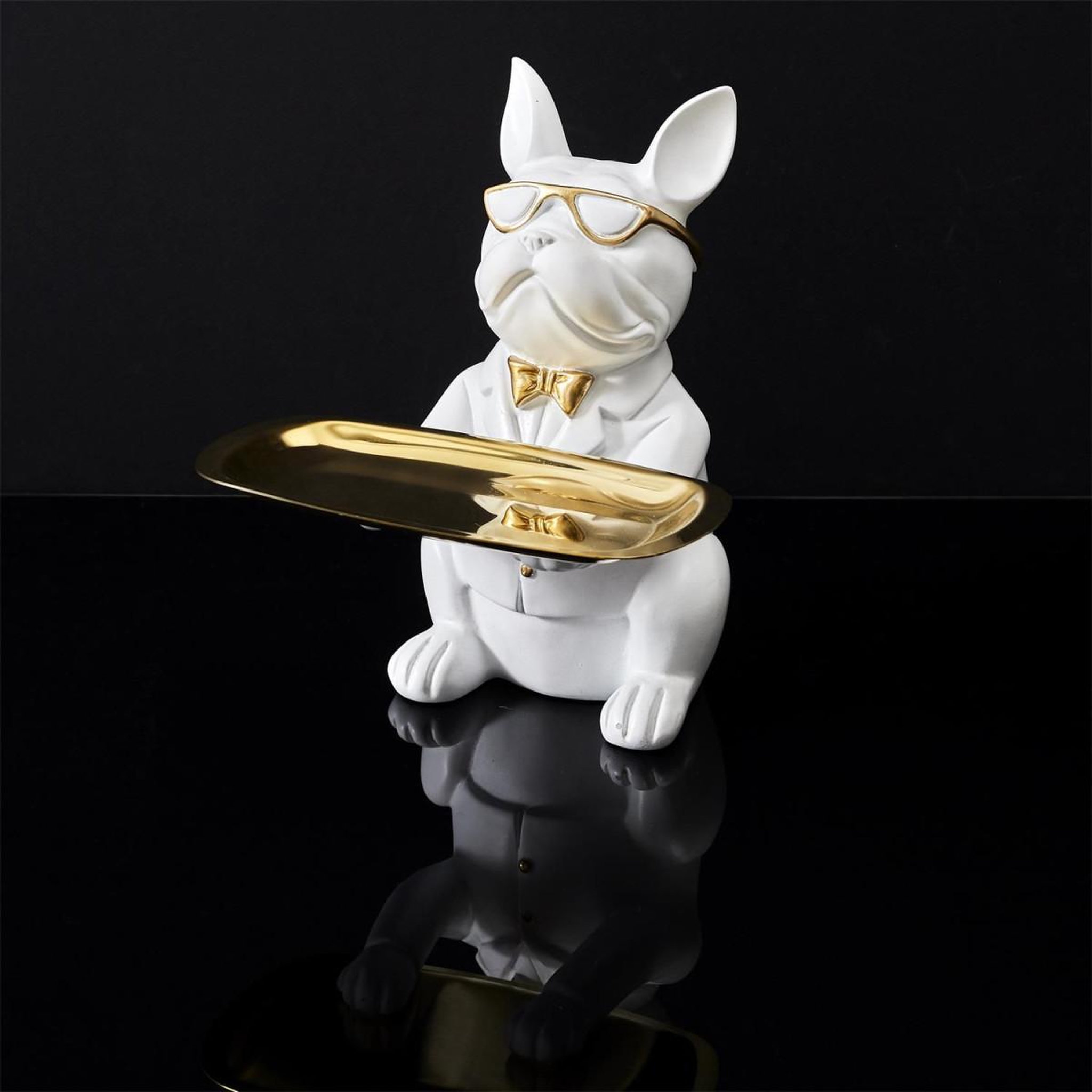 Voir la diapositive 5 : The Home Deco Factory Statuette & vide-poche  bulldog  21cm blanc