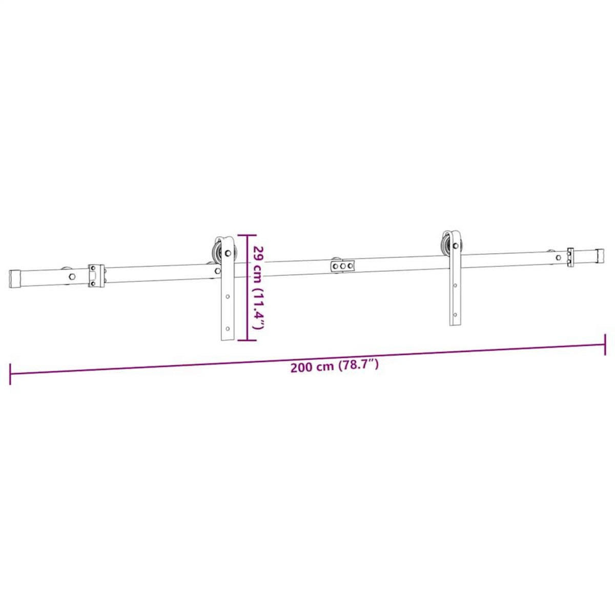 VIDAXL Kit de quincaillerie de porte coulissante 200 cm Acier Noir