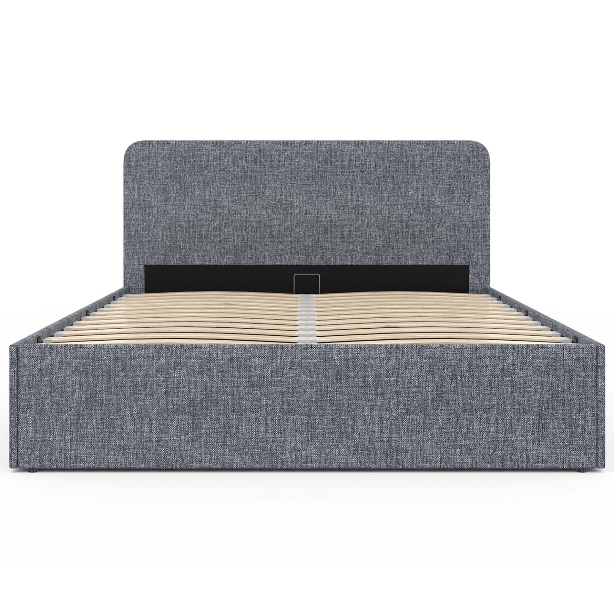 Voir la diapositive 3 : ID MARKET Lit coffre double norfolk avec tête de lit et sommier 140 x 190 cm tissu gris anthracite