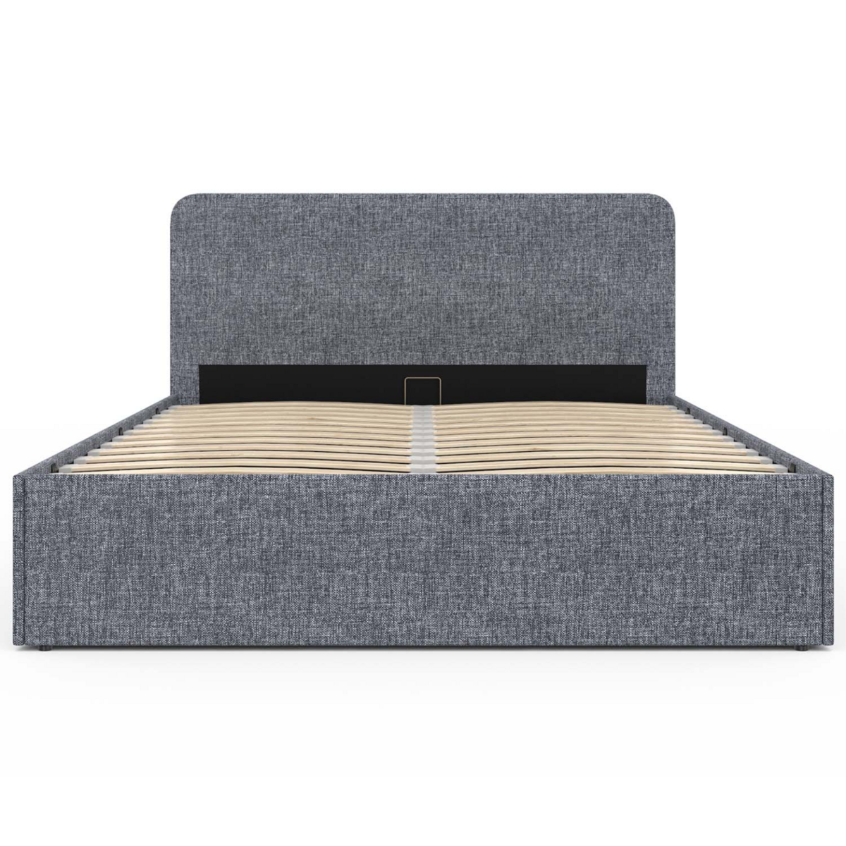 ID MARKET Lit coffre double NORFOLK avec tête de lit et sommier 140 x 190 cm tissu gris anthracite