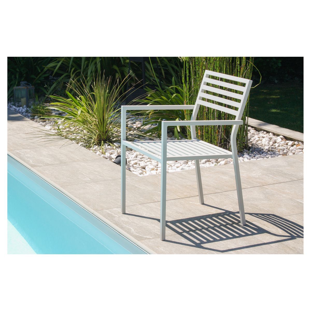 City Garden Fauteuil de jardin empilable - Aluminium - Gris - GASTON