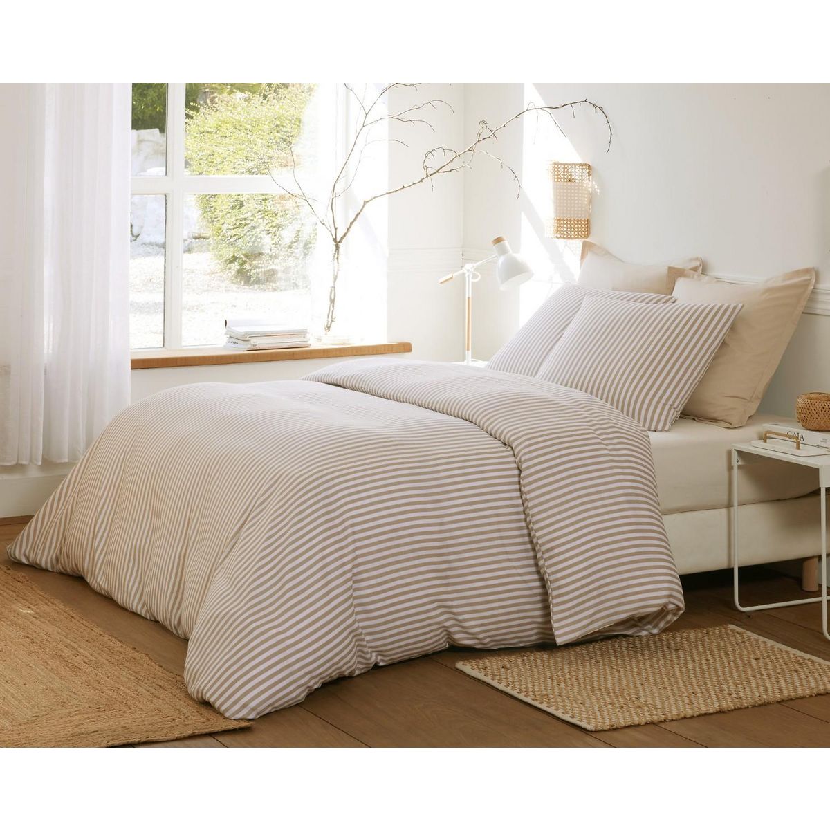 BATON ROUGE Parure housse de couette 100% gaze de coton imprimé soleïs