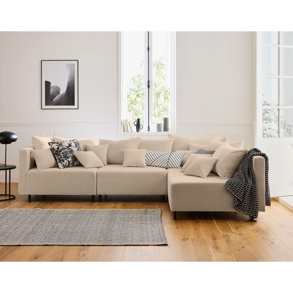 LISA DESIGN Edinburg - canapé modulable d'angle réversible 4 places - en velours côtelé