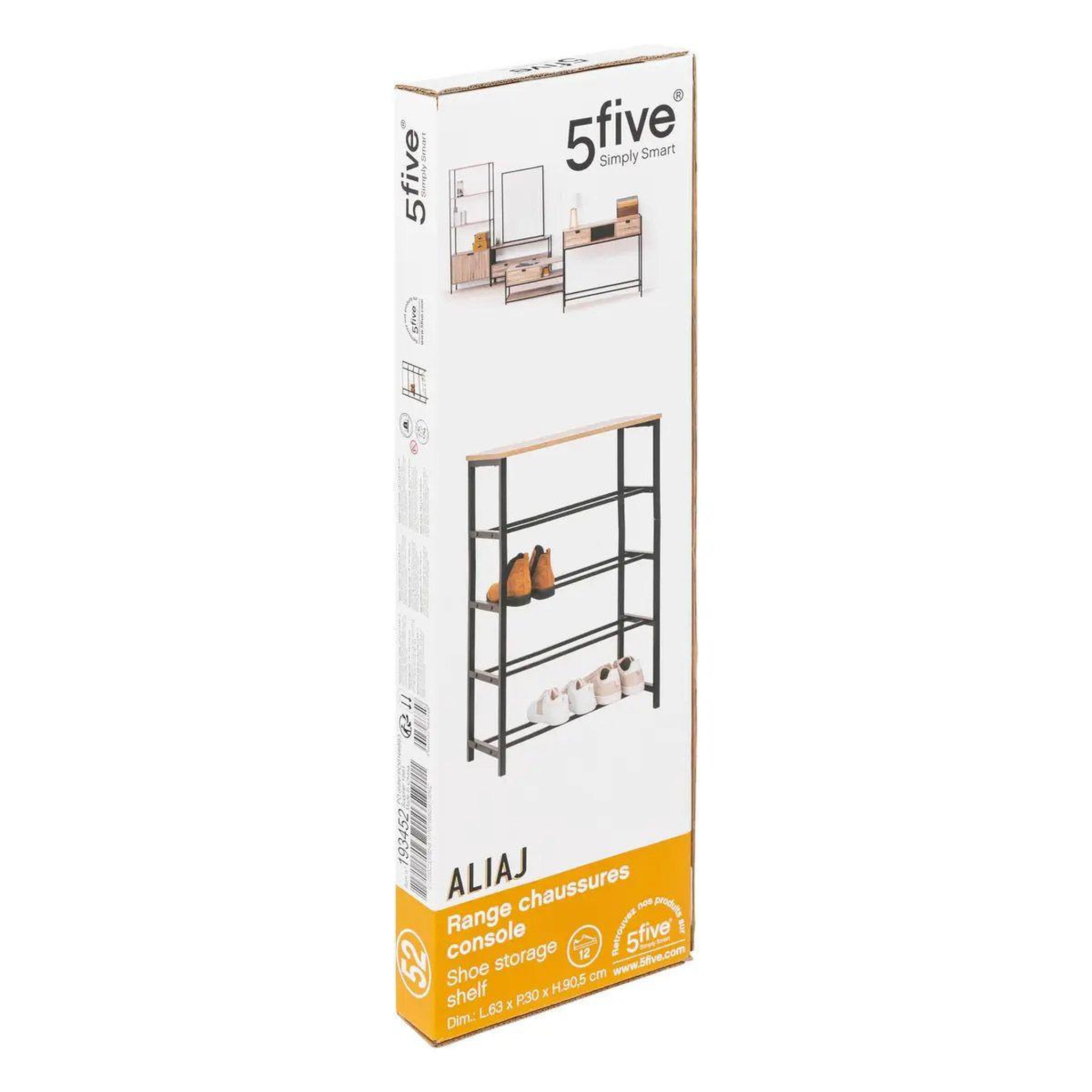 Voir la diapositive 3 : FIVE Range-chaussures console  aliaj  90cm noir