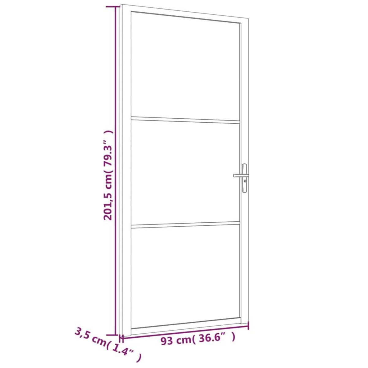 VIDAXL Porte interieure 93x201,5 cm Blanc Verre mat et aluminium