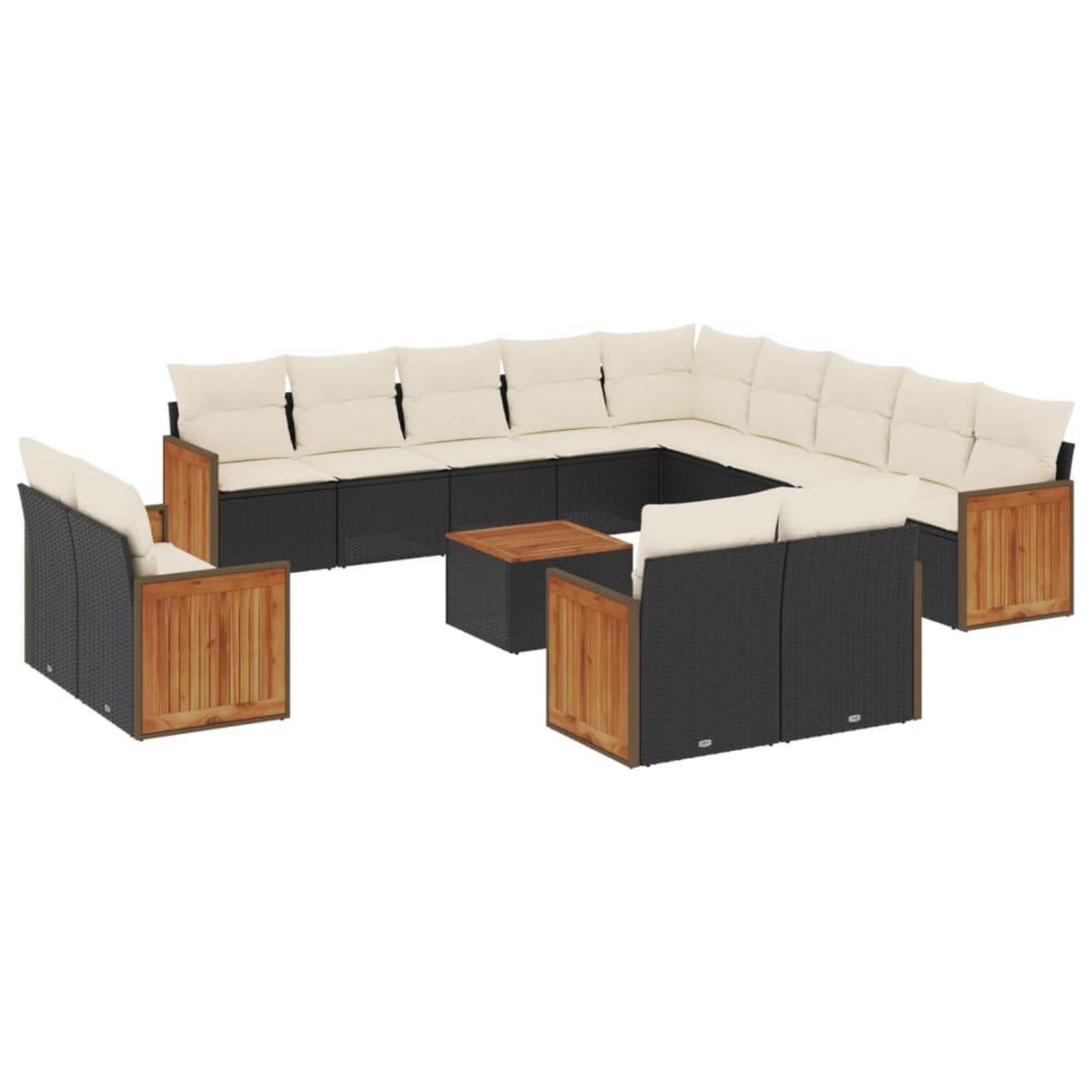 Voir la diapositive 2 : VIDAXL Salon de jardin avec coussins 14 pcs noir resine tressee