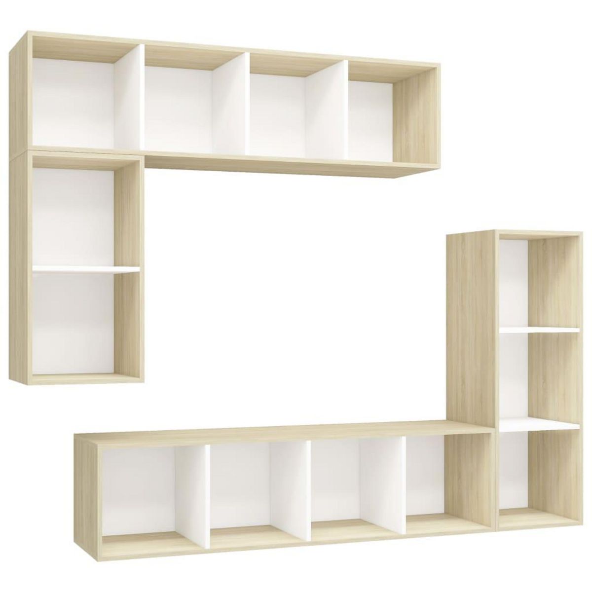 VIDAXL Ensemble meubles TV 4 pcs Blanc/chene sonoma Bois d'ingenierie