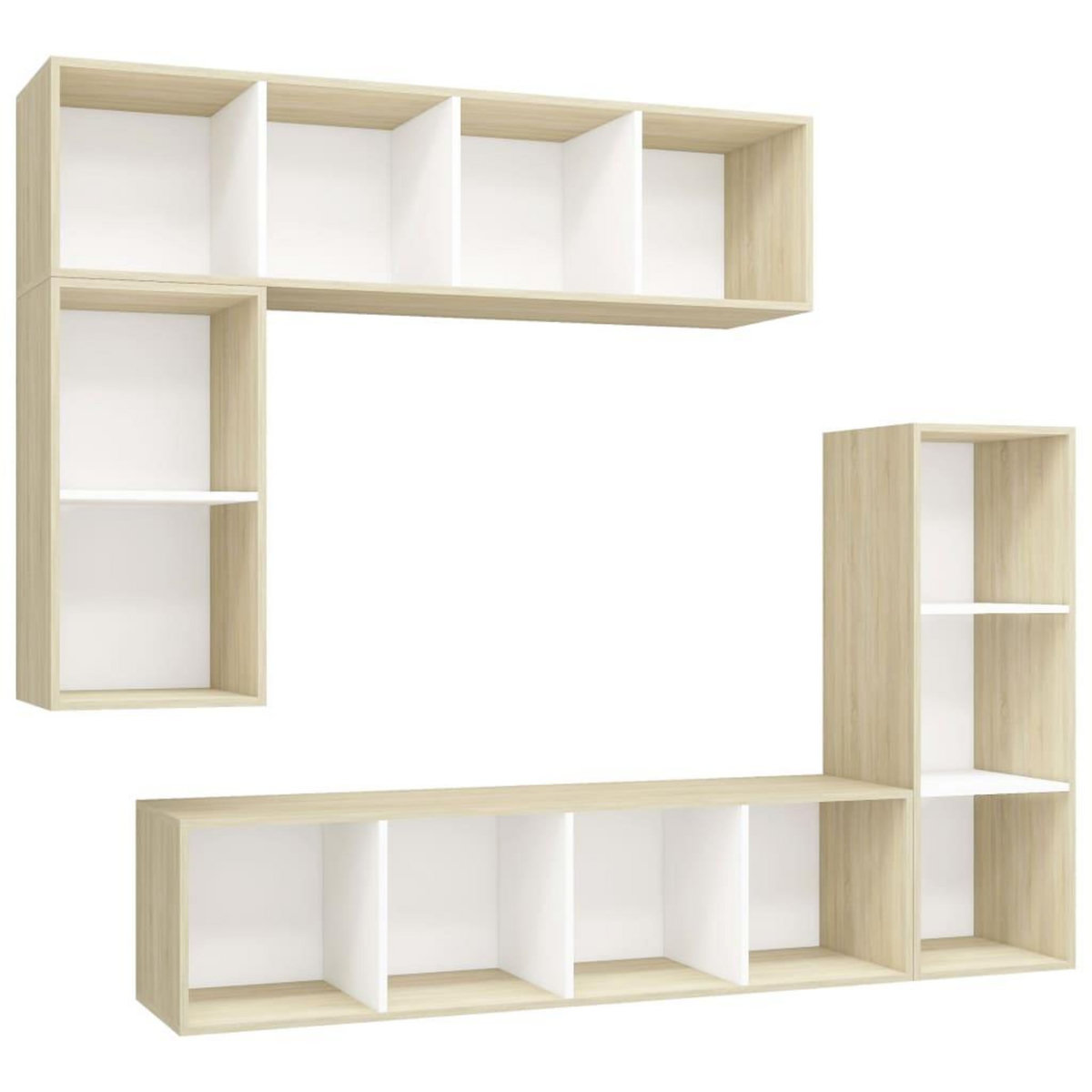 VIDAXL Ensemble meubles TV 4 pcs Blanc/chene sonoma Bois d'ingenierie