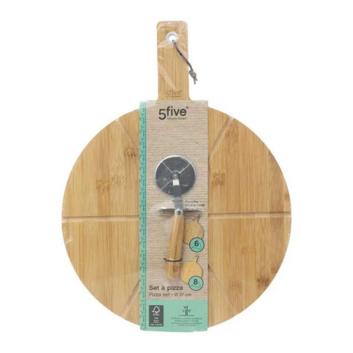 FIVE Planche à Découper Pizza  Roulette  50cm Naturel