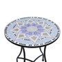 OUTSUNNY Table ronde style fer forgé bistro plateau mosaïque motif fleur métal époxy anticorrosion noir céramique