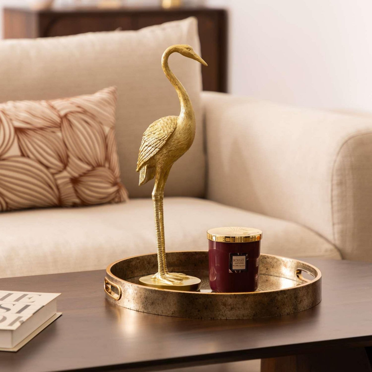 ATMOSPHERA Lot de 2 plateaux en verre et résine - Doré