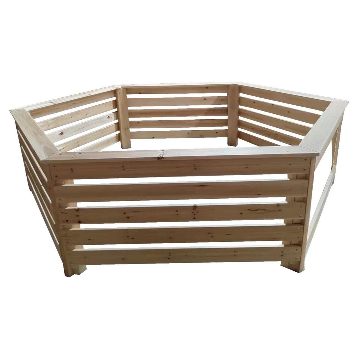 Habrita Habillage bois hexagonal pour spas et piscines gonflables - 2,77x2,21x0,71m