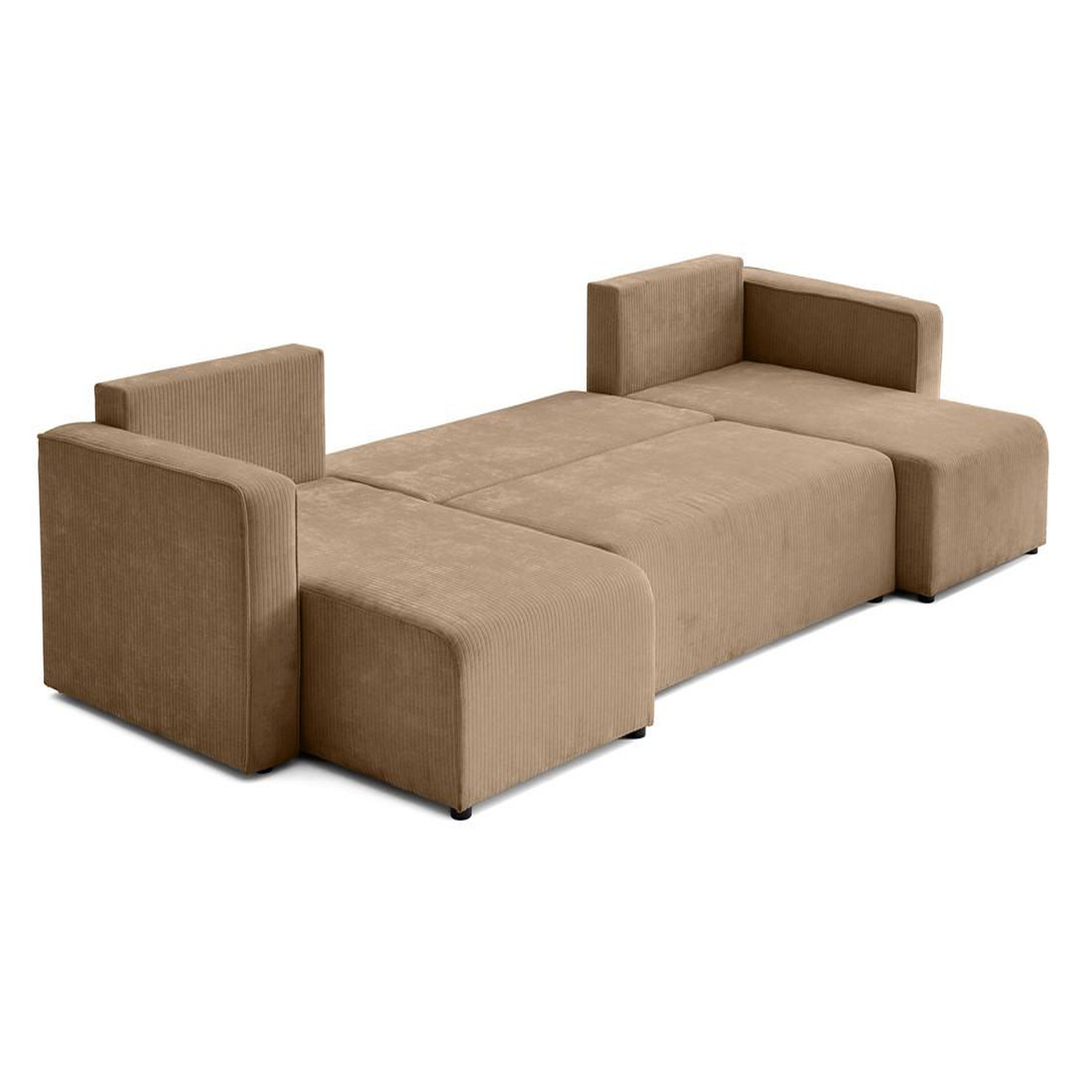 Voir la diapositive 3 : BEST MOBILIER Topaze - canapé panoramique en u - 7 places - convertible avec coffre - en velours côtelé plat