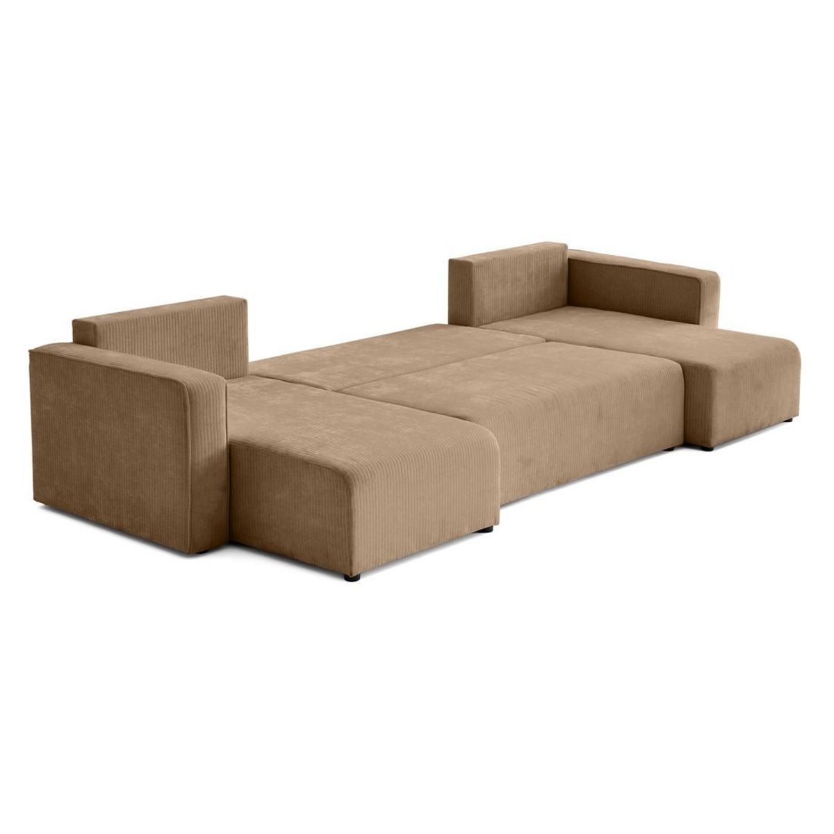 BEST MOBILIER Topaze - canapé panoramique en u - 7 places - convertible avec coffre - en velours côtelé plat